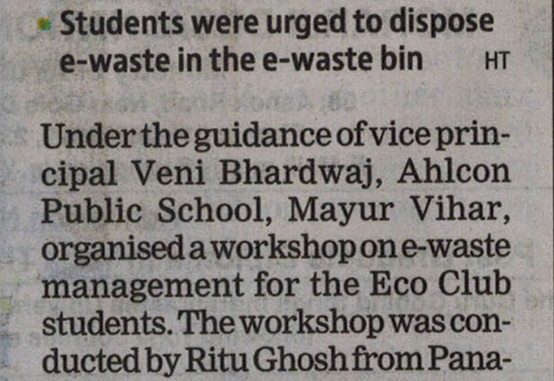 E-waste mgmt at Ahlcon Public School